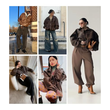 Bakyarder Womens Vintage Faux Leather Oversized Jacket