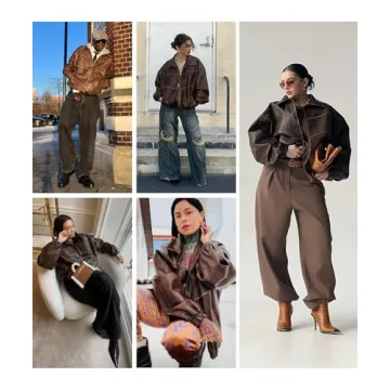 Bakyarder Womens Vintage Faux Leather Oversized Jacket