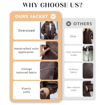 Bakyarder Womens Vintage Faux Leather Oversized Jacket