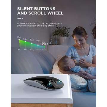 RAPIQUE Bluetooth Wireless Mouse - (BT5.1+USB) Slim Dual Mode Computer Mice with Quiet Click, Low Power, and 1600 DPI, Portable Mouse for MacBook, Laptop, iPad Pro/Air, Surface Pro (Black)