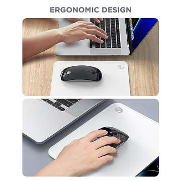 RAPIQUE Bluetooth Wireless Mouse - (BT5.1+USB) Slim Dual Mode Computer Mice with Quiet Click, Low Power, and 1600 DPI, Portable Mouse for MacBook, Laptop, iPad Pro/Air, Surface Pro (Black)