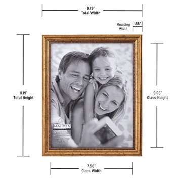 Malden International Designs Classic Wood Picture Frame, 8x10, Gold