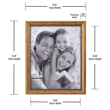 Malden International Designs Classic Wood Picture Frame, 8x10, Gold