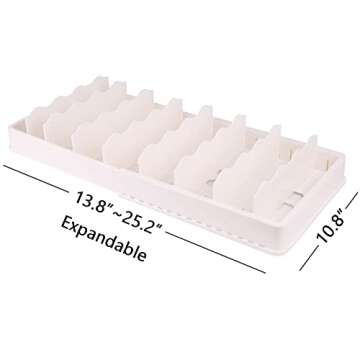 SWOMMOLY Expandable Food Storage Container Lid Organizer, Includes 8 Adjustable Dividers, 30 Preprinted and Blank Writable Labels, Extra Large