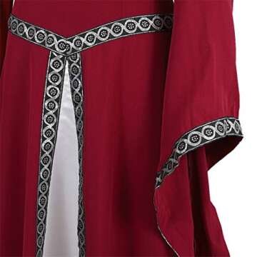 Parlsdy Womens Irish Medieval Dress Renaissance Costume Retro Gown Cosplay Costumes Fancy Long Dress Wine Red-S