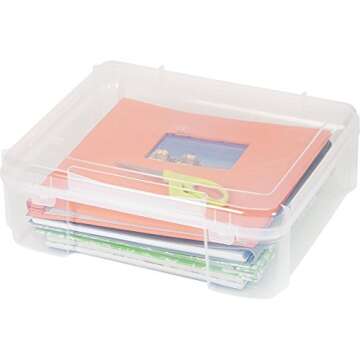 IRIS 14 in. x 14 in. Portable Project Organizer Case in Clear, Great for Arts and Crafts, Scrapbooking Supplies Storage and Many More, Portable and Durable