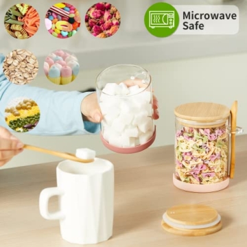 Mfacoy 4 Airtight Glass Jars with Bamboo Lids - 17oz