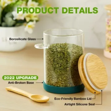 Mfacoy 4 Airtight Glass Jars with Bamboo Lids - 17oz