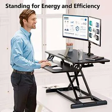 ErGear Standing Up Desk Converter Height Adjustable Sit Stand Desk with Removable Keyboard Tray, 35 ...
