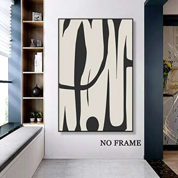 Black and White Abstract Line Art Canvas Print Painting Modern Wall Line Abstract Black Line Wall Ar...