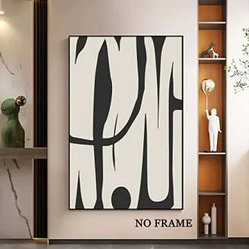 Black and White Abstract Line Art Canvas Print Painting Modern Wall Line Abstract Black Line Wall Art Black and Beige Poster Abstract Minimalist Picture Shapes Illustrations Artwork 16x24inch No Frame