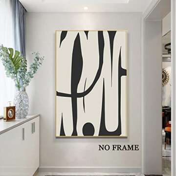Black and White Abstract Line Art Canvas Print Painting Modern Wall Line Abstract Black Line Wall Art Black and Beige Poster Abstract Minimalist Picture Shapes Illustrations Artwork 16x24inch No Frame