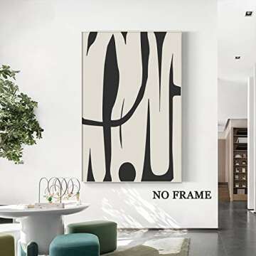 Black and White Abstract Line Art Canvas Print Painting Modern Wall Line Abstract Black Line Wall Art Black and Beige Poster Abstract Minimalist Picture Shapes Illustrations Artwork 16x24inch No Frame