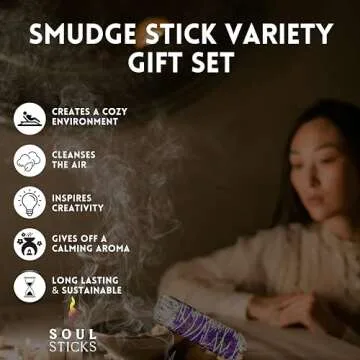 SOUL STICKS Smudge Stick Variety Gift Set | Bulk Sage Bundles for Space Cleansing | Smudging Wand Gift Set with Smudge Guide (Floral Sage, 6 Pack)