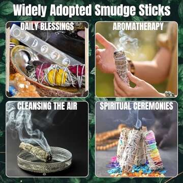 SOUL STICKS Smudge Stick Variety Gift Set | Bulk Sage Bundles for Space Cleansing | Smudging Wand Gift Set with Smudge Guide (Floral Sage, 6 Pack)