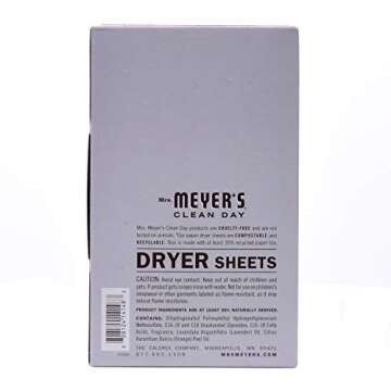 MRS. MEYER'S CLEAN DAY Dryer Sheets - Eco-Friendly Fabric Softener, Lavender, 80 Count