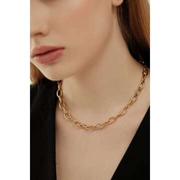 PALBOA Paperclip Chain Necklace for Women Chunky Gold Paperclip Necklace Chain Necklaces for Women Link Chain Necklace Gold Jewelry