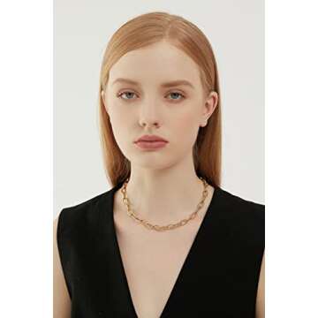 PALBOA Paperclip Chain Necklace for Women Chunky Gold Paperclip Necklace Chain Necklaces for Women Link Chain Necklace Gold Jewelry