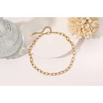 PALBOA Paperclip Chain Necklace for Women Chunky Gold Paperclip Necklace Chain Necklaces for Women Link Chain Necklace Gold Jewelry