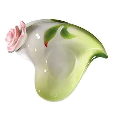 ENCOFT Hand Crafted Collection Porcelain Coffee Tea Cup Sets with Saucer and Spoon Rose Shape Design (Pink)