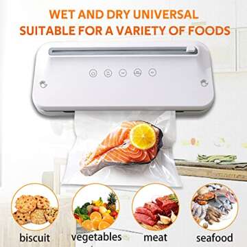Pskang Vacuum Sealer Machine One-Touch Vacuum Sealer with Cutter for Automatic Air Sealing System with jar attachment for Food Storage Dry Wet Food Modes