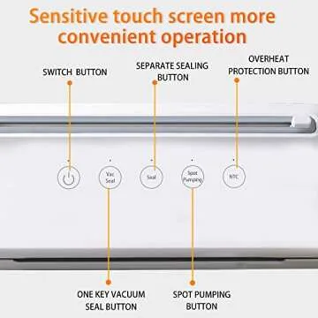 Pskang Vacuum Sealer Machine One-Touch Vacuum Sealer with Cutter for Automatic Air Sealing System with jar attachment for Food Storage Dry Wet Food Modes
