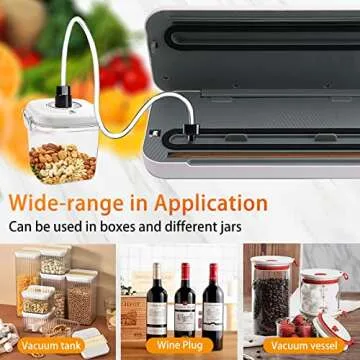 Pskang Vacuum Sealer Machine One-Touch Vacuum Sealer with Cutter for Automatic Air Sealing System with jar attachment for Food Storage Dry Wet Food Modes