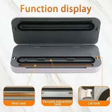 Pskang Vacuum Sealer Machine One-Touch Vacuum Sealer with Cutter for Automatic Air Sealing System with jar attachment for Food Storage Dry Wet Food Modes