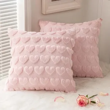 MIULEE Set of 2 Light Pink Valentines Pillow Covers Heart Love Decorative Cute Throw Pillows 18x18 I...