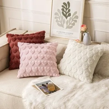 MIULEE Set of 2 Light Pink Valentines Pillow Covers Heart Love Decorative Cute Throw Pillows 18x18 Inch Soft Plush Faux Wool Farmhouse Couch Pillowcase for Girl Women Gift Spring Sofa Livingroom Bed