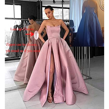 Elegant Satin Prom Dress with Pockets for Formal Events