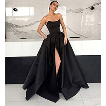 Elegant Satin Prom Dress with Pockets for Formal Events