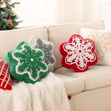 Phantoscope Christmas Snowflake Pillow for Cozy Decor