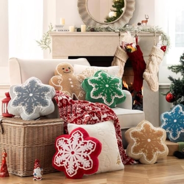 Phantoscope Christmas Snowflake Pillow for Cozy Decor
