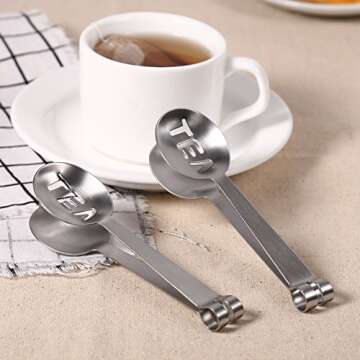 Plyisty Tea Bag Squeezer, Tea Bag Spoon, Rust Resistant Durable for Save Space Kitchen Tools Tea and Coffee Used as Clip