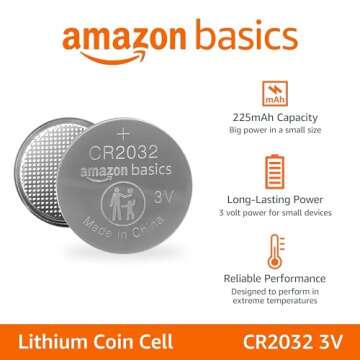 Amazon Basics 4-Pack CR2032 Lithium Coin Cell Battery, Compatible with AirTag, 3 Volt, Long Lasting ...