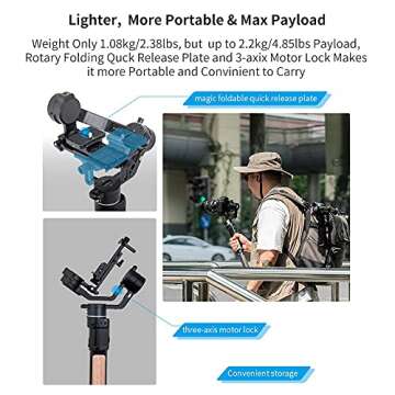 FeiyuTech SCORP-C + CarryingCase [Official] Camera Stabilizer 3-Axis Handheld Gimbal Stabilizer for DSLR Mirrorless Camera,Max5.5lb,Cable CTRL
