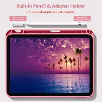 Wenlaty iPad Case with Pencil Holder & Trifold Stand - Pink