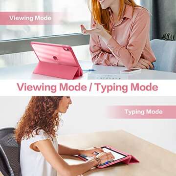 Wenlaty iPad Case with Pencil Holder & Trifold Stand - Pink