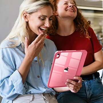 Wenlaty iPad Case with Pencil Holder & Trifold Stand - Pink