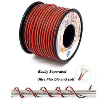 20 awg Silicone Electrical Wire 2 Conductor Parallel Wire line 200ft [Black 100ft Red 100ft] 20 Gauge Soft and Flexible Hook Up Oxygen Free Stranded Tinned Copper Wire