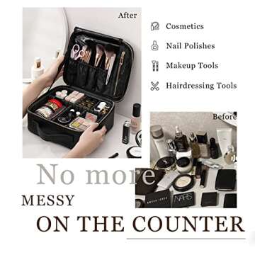 TOUCHFEEL Hanging Toiletry Bag for Women, Travel Makeup Bag Organizer, Extra Large Toiletries Bag, Water-resistant Bathroom Cosmetic Bag with Jewelry Organizer Compartment (Black, Extra Large)