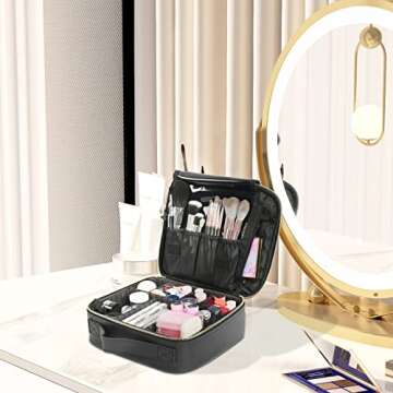 TOUCHFEEL Hanging Toiletry Bag for Women, Travel Makeup Bag Organizer, Extra Large Toiletries Bag, Water-resistant Bathroom Cosmetic Bag with Jewelry Organizer Compartment (Black, Extra Large)