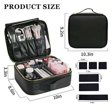 TOUCHFEEL Hanging Toiletry Bag for Women, Travel Makeup Bag Organizer, Extra Large Toiletries Bag, Water-resistant Bathroom Cosmetic Bag with Jewelry Organizer Compartment (Black, Extra Large)