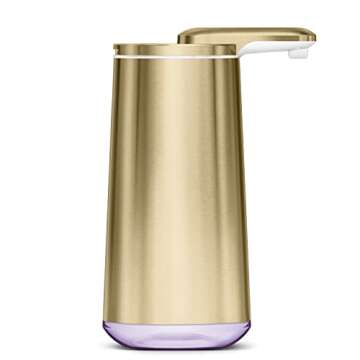 simplehuman 10 oz. Touch-Free Foam Sensor Pump Dispenser with Mandarin Orange Soap and Refillable Cartridge, Brass Stainless Steel