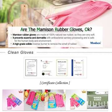Kitchenware Mamison Quality Rubber Gloves Pink Size M, Waterproof Rubber Gloves 1 Pairs, Korean Home and Improvement Brand