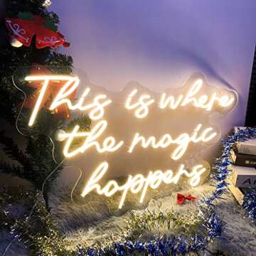 This is Where the Magic Happens Neon Signs for Wall Decor, Large 23 inches LED Neon Light Signs for Bachelorette Birthday Party Bedroom Bar, Easter Day Valentines Day Gifts for Her