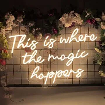 This is Where the Magic Happens Neon Signs for Wall Decor, Large 23 inches LED Neon Light Signs for Bachelorette Birthday Party Bedroom Bar, Easter Day Valentines Day Gifts for Her