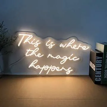 This is Where the Magic Happens Neon Signs for Wall Decor, Large 23 inches LED Neon Light Signs for Bachelorette Birthday Party Bedroom Bar, Easter Day Valentines Day Gifts for Her