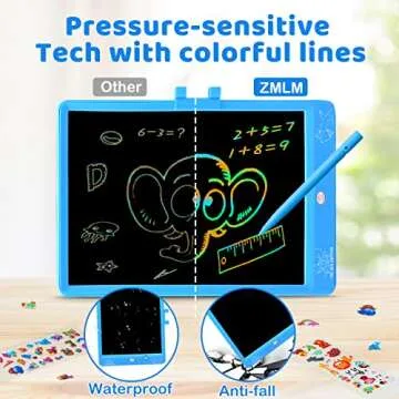ZMLM LCD Writing Tablet Doodle Board: 10 Inch Boys Girls Toy for Age 3-12 Gift | Erasable 120,000+, Drawing, Counting, Spelling Learning Board for Birthday Valentines Day Gifts, Blue Shark